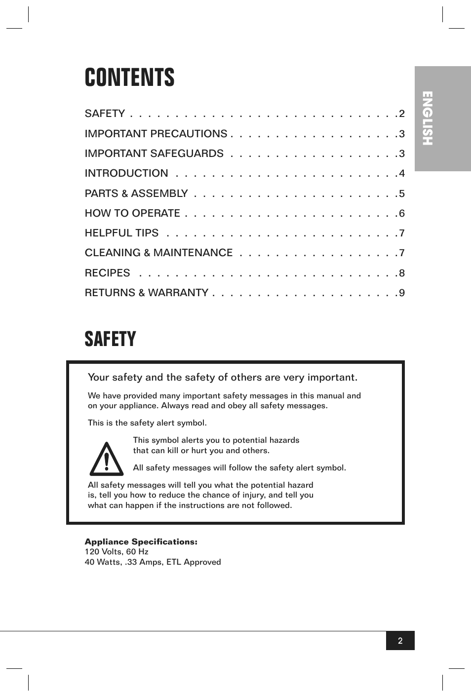 Nostalgia Electrics CFF960 User Manual | Page 4 / 12