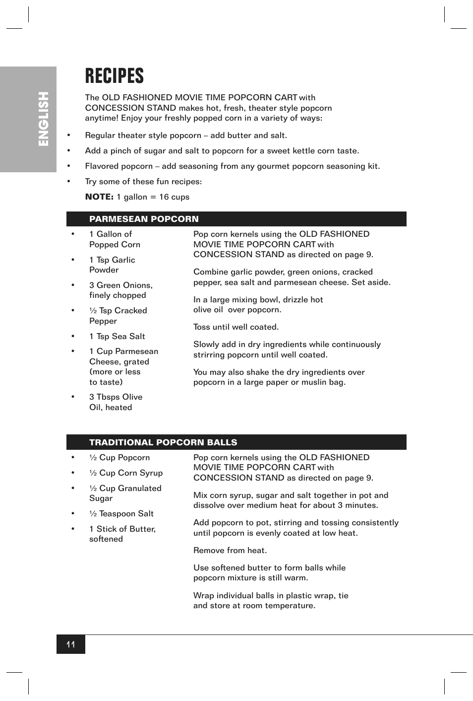 Recipes, English | Nostalgia Electrics CCP610 User Manual | Page 13 / 16