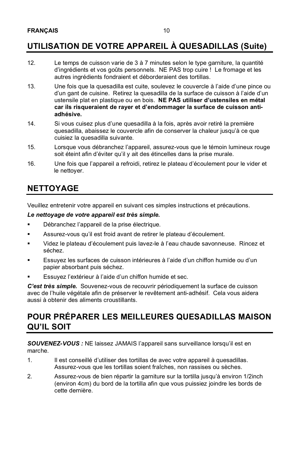 Nettoyage | Nostalgia Electrics EQM-SERIES User Manual | Page 12 / 23