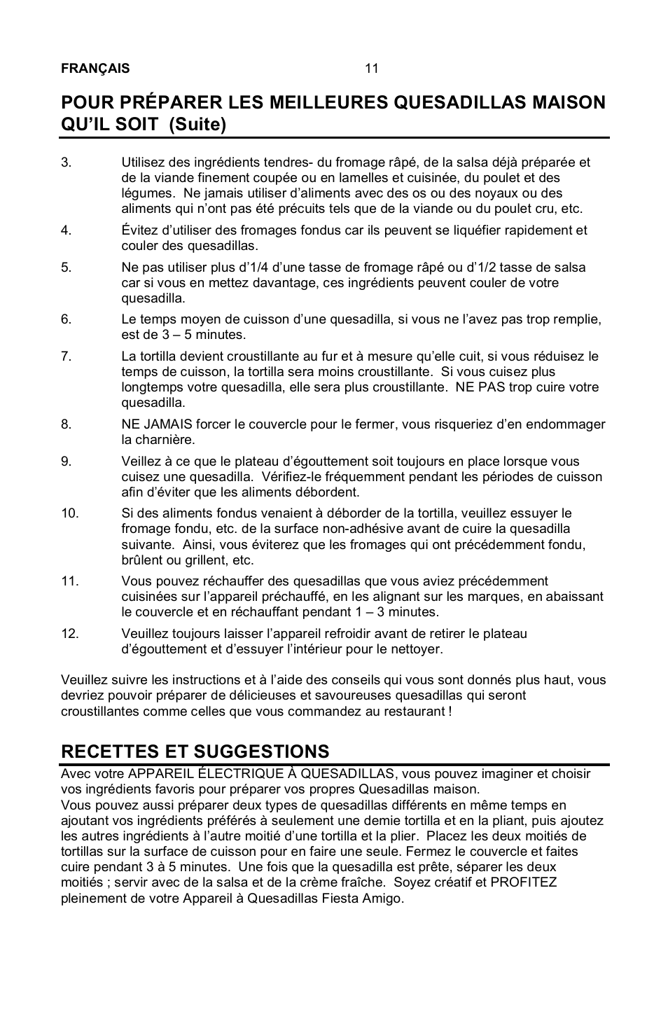 Recettes et suggestions | Nostalgia Electrics EQM-SERIES User Manual | Page 13 / 23