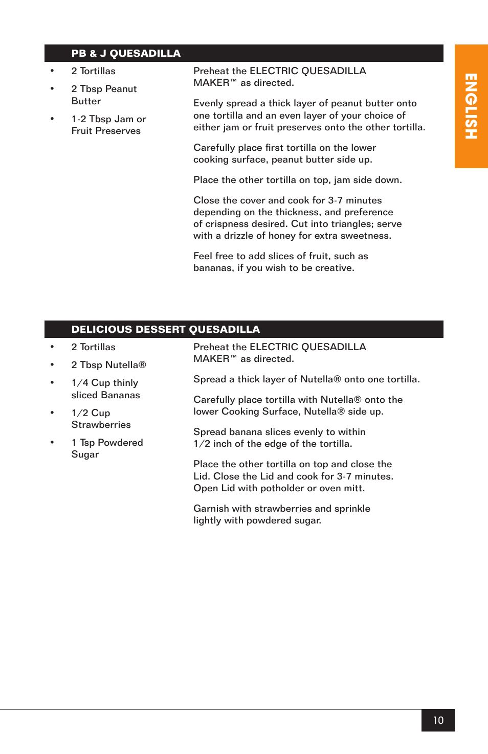 English | Nostalgia Electrics EQM-200 User Manual | Page 12 / 14