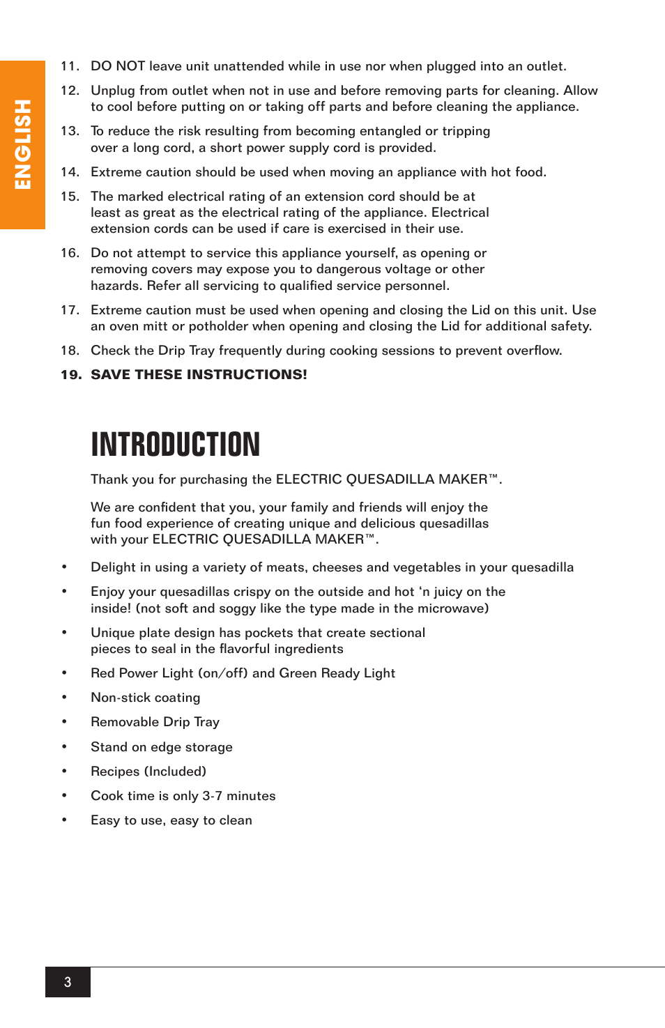 Introduction, English | Nostalgia Electrics EQM-200 User Manual | Page 5 / 14