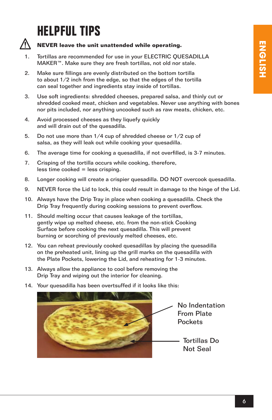 Helpful tips, English | Nostalgia Electrics EQM-200 User Manual | Page 8 / 14