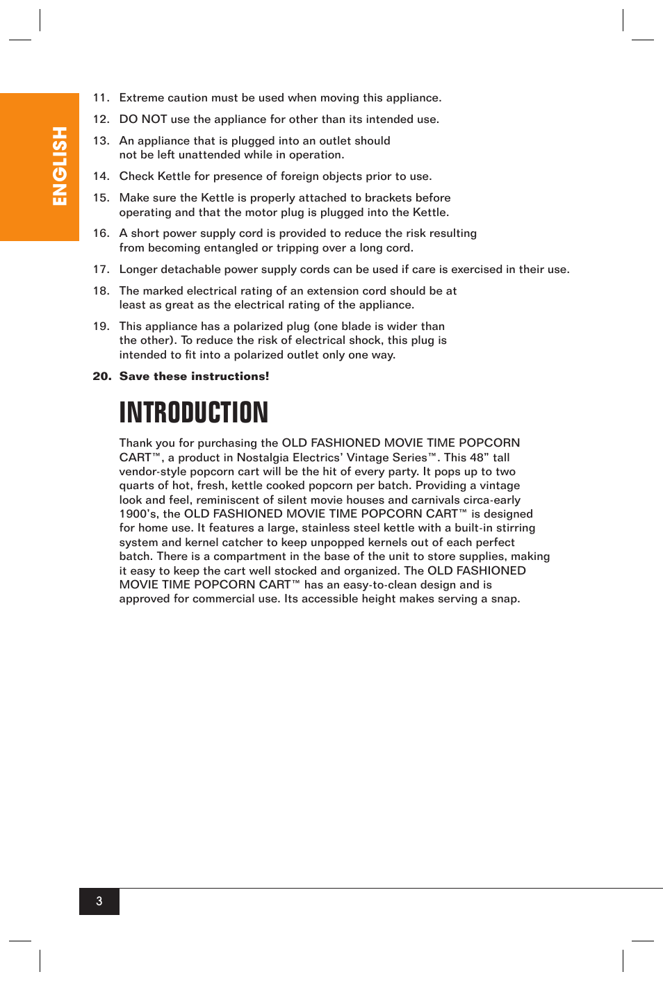 Introduction, English | Nostalgia Electrics Vintage CCP-200 User Manual | Page 5 / 12