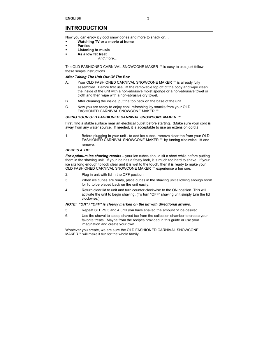 Introduction | Nostalgia Electrics SCM-502 User Manual | Page 5 / 17