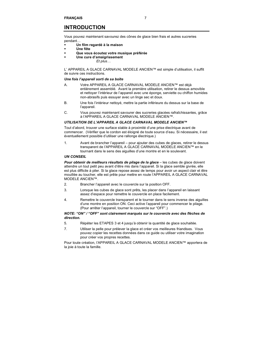 Introduction | Nostalgia Electrics SCM-502 User Manual | Page 9 / 17