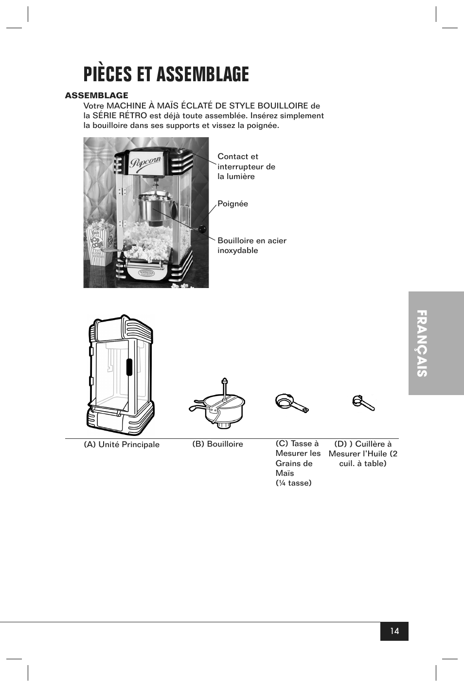 Pièces et assemblage, Français | Nostalgia Electrics RETRO SERIES RKP630 User Manual | Page 16 / 32