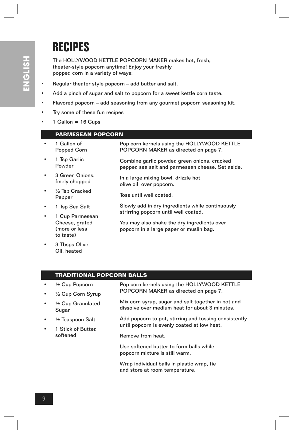 Recipes, English | Nostalgia Electrics HKP200 User Manual | Page 11 / 14