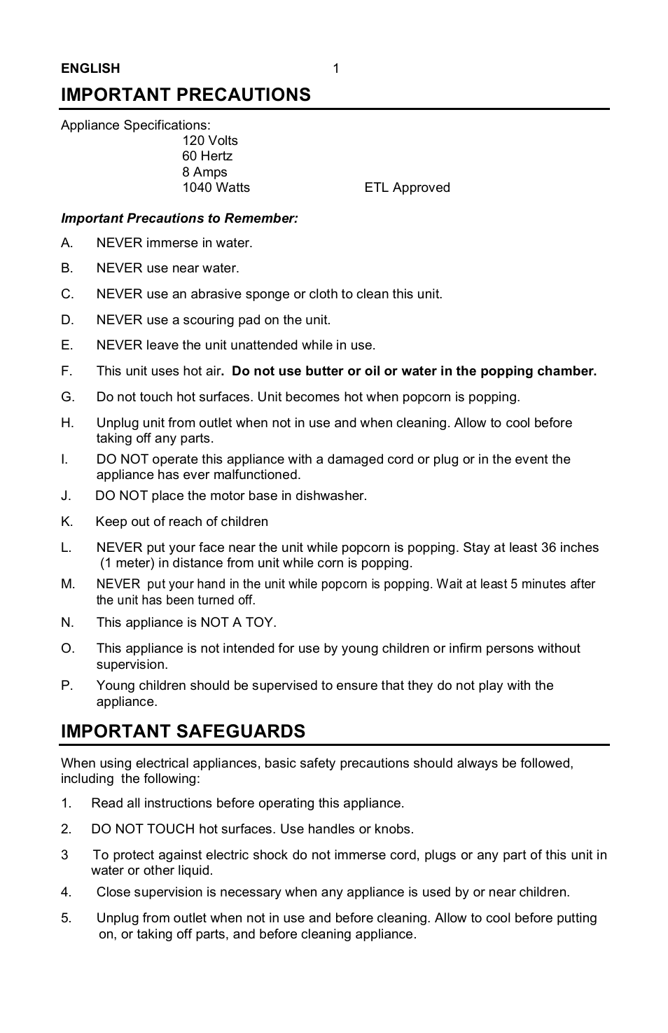 Important precautions, Important safeguards | Nostalgia Electrics MINI RETRO RHP-310 User Manual | Page 2 / 18