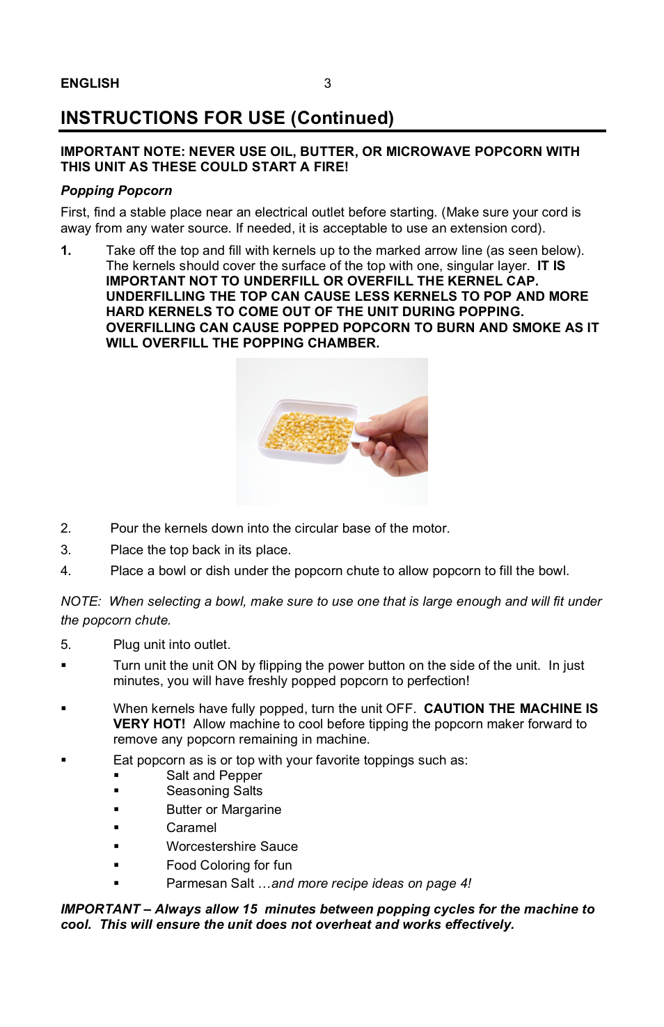 Instructions for use (continued) | Nostalgia Electrics MINI RETRO RHP-310 User Manual | Page 4 / 18