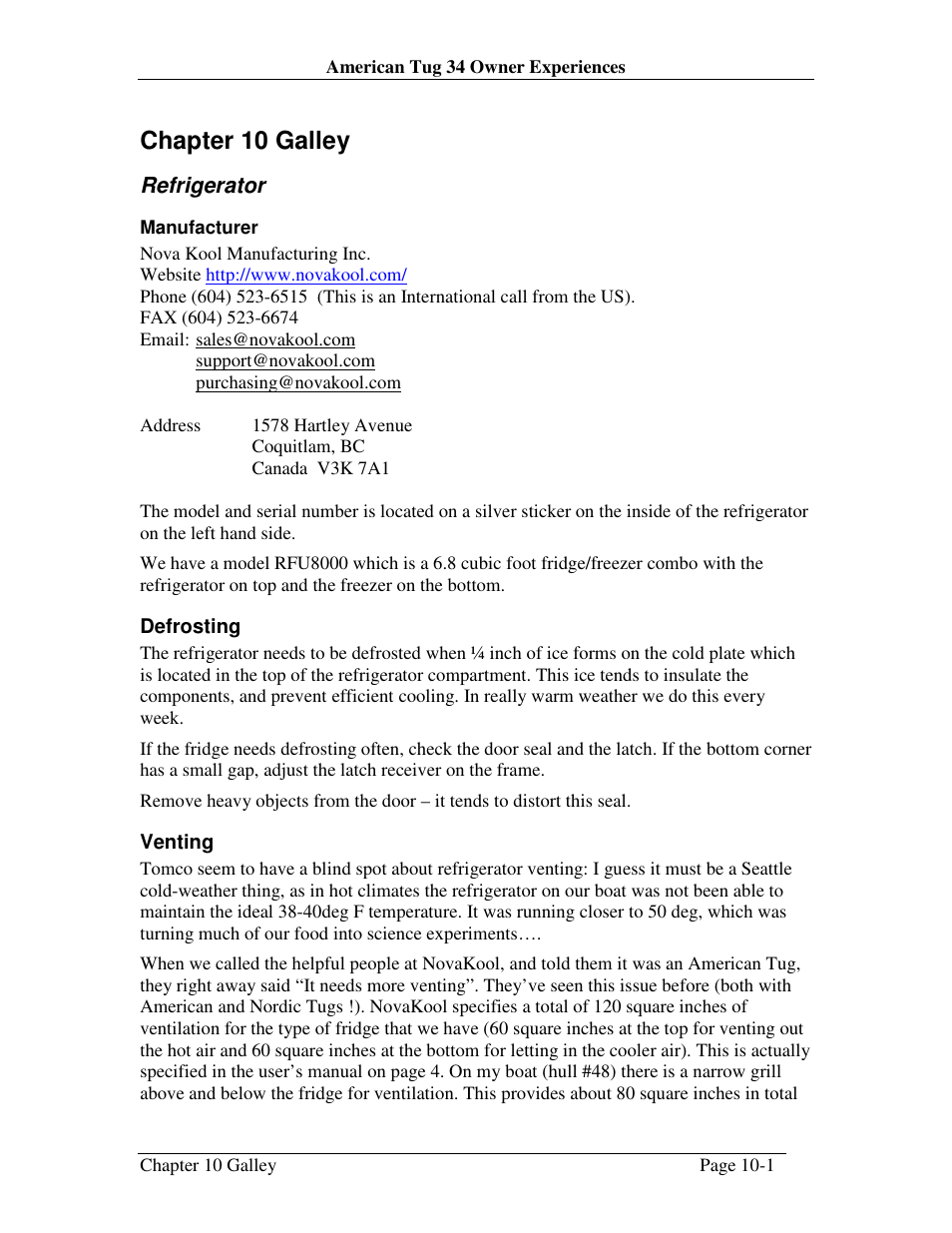 Nova Kool CHAPTER 10 User Manual | 9 pages