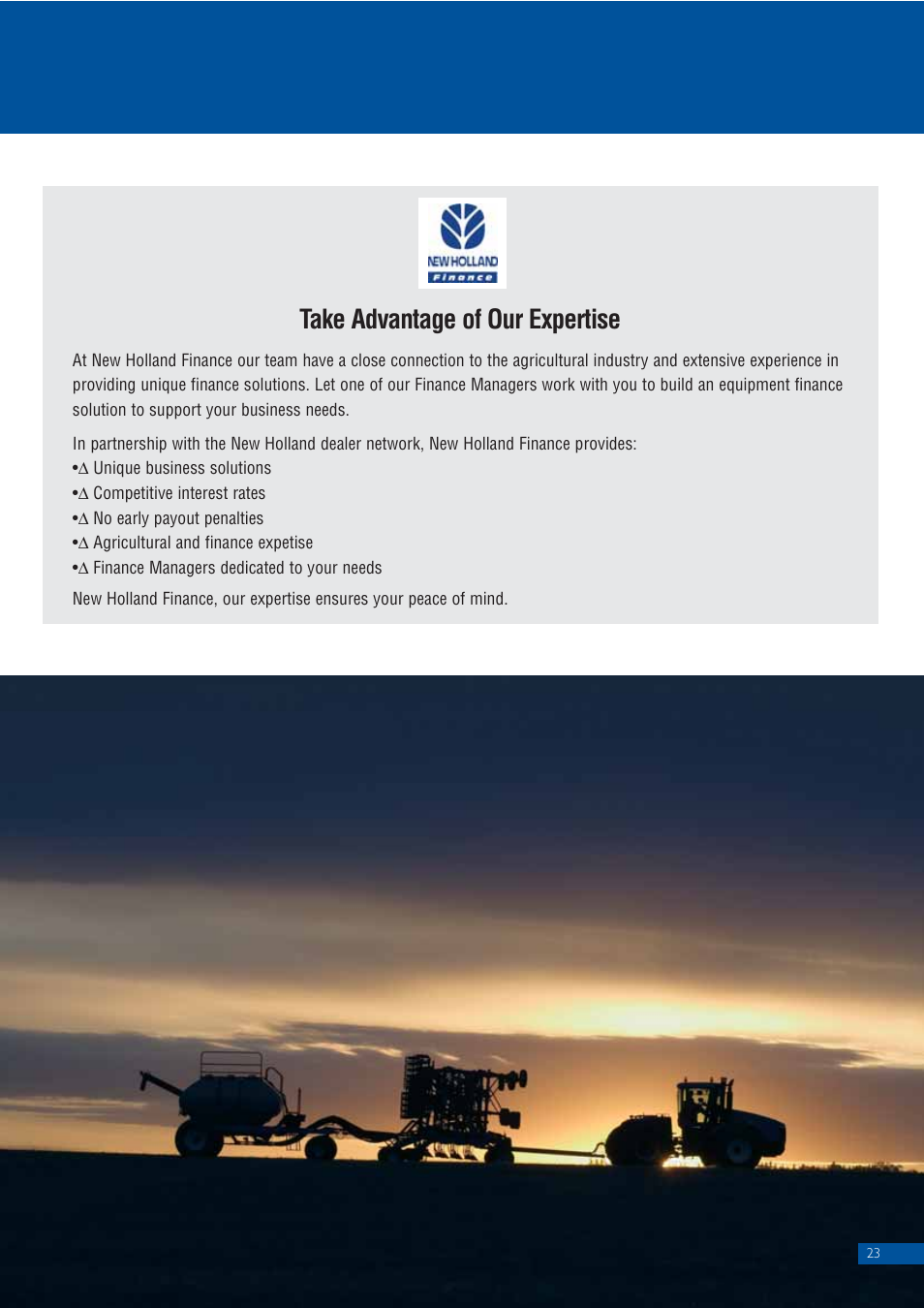 Take advantage of our expertise | New Holland T9010 User Manual | Page 23 / 24