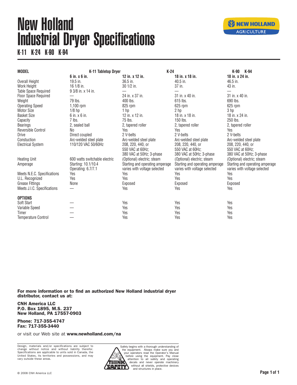 New Holland K-24 User Manual | 1 page