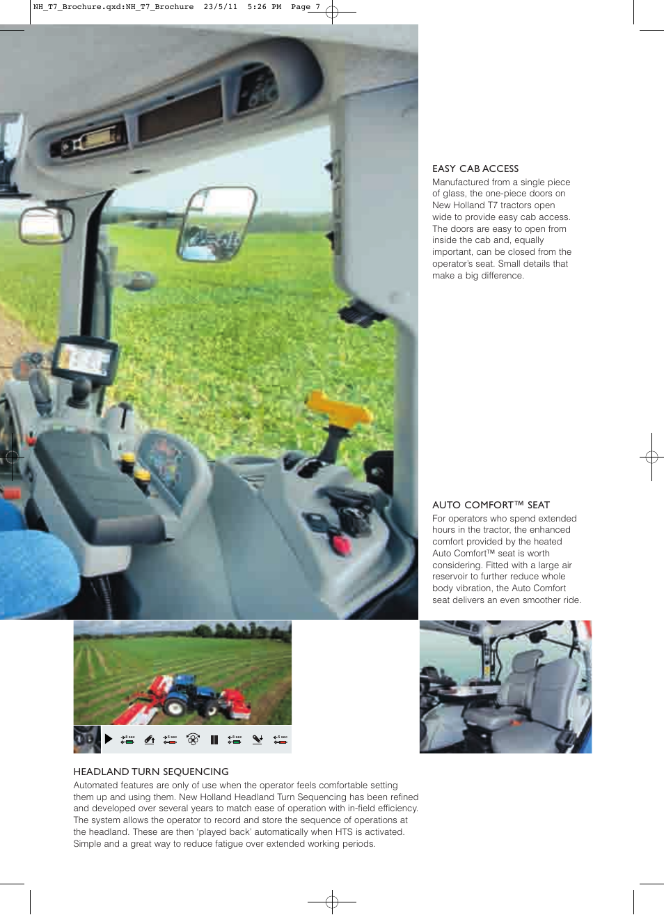 Headland turn sequencing, Auto comfort™ seat, Easy cab access | New Holland T7.235 User Manual | Page 7 / 28