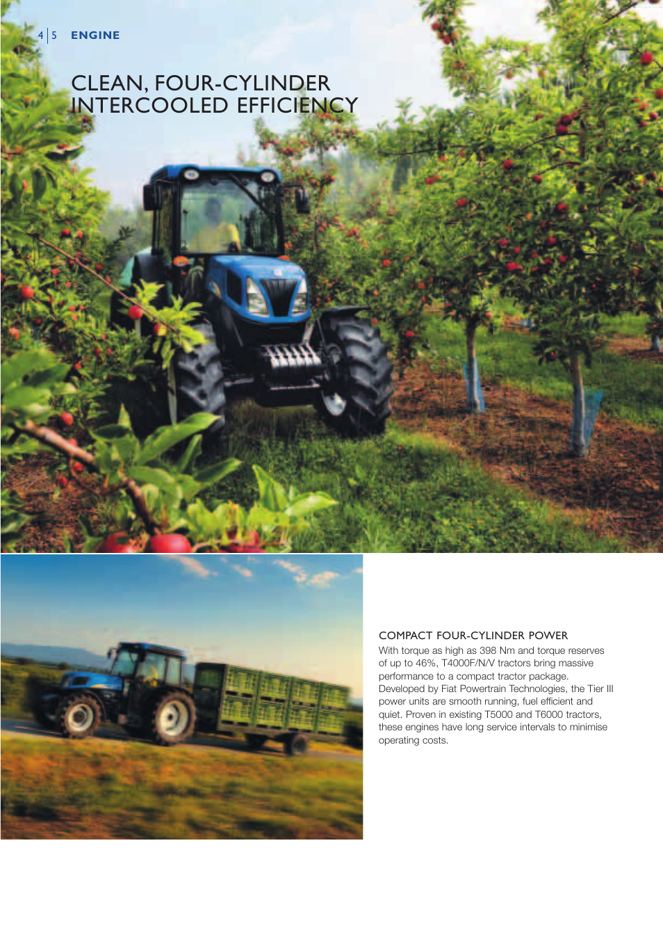 Clean, four-cylinder intercooled efficiency | New Holland T4O3O User Manual | Page 4 / 16