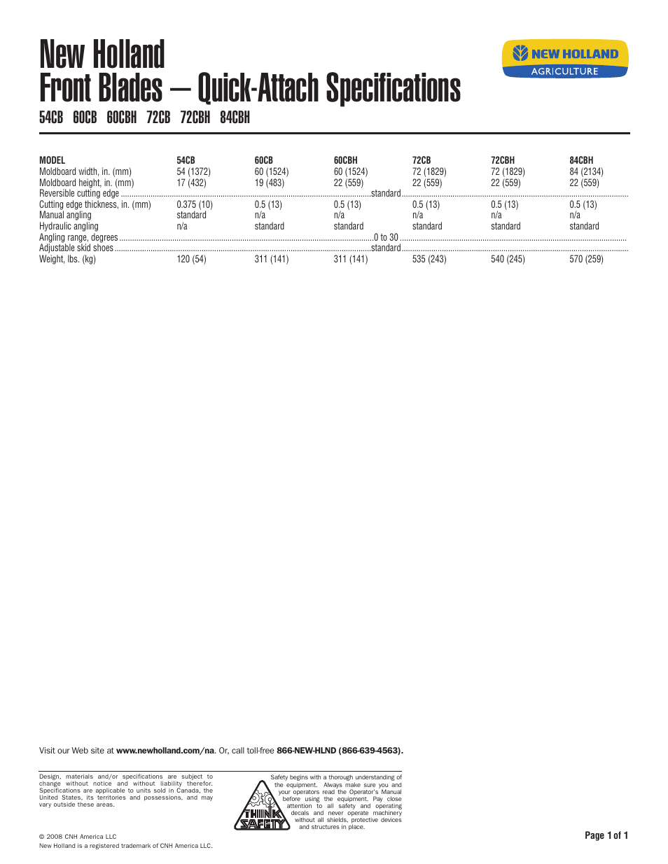 New Holland 72CB User Manual | 1 page