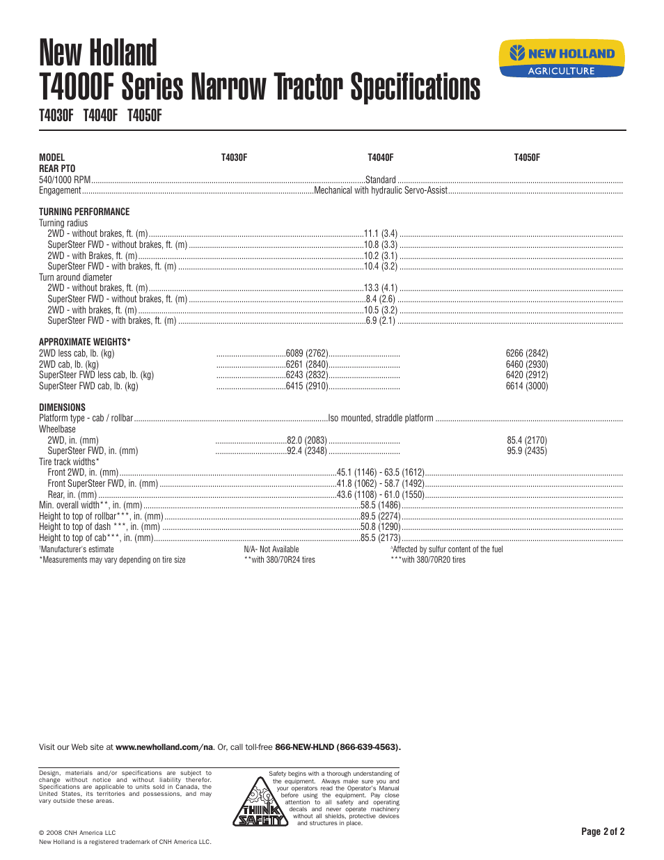 New Holland T4030F User Manual | Page 2 / 2