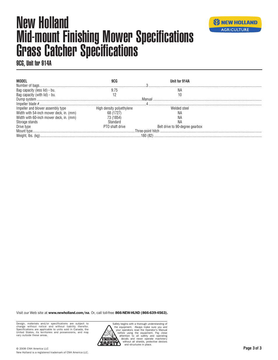 9cg, unit for 914a | New Holland 230GM User Manual | Page 3 / 3