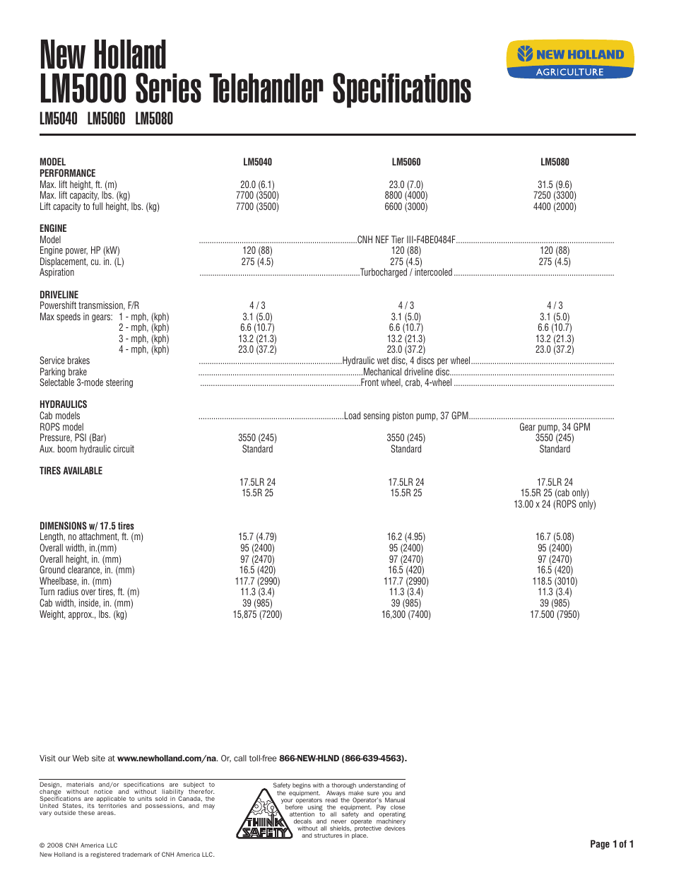 New Holland LM5060 User Manual | 1 page