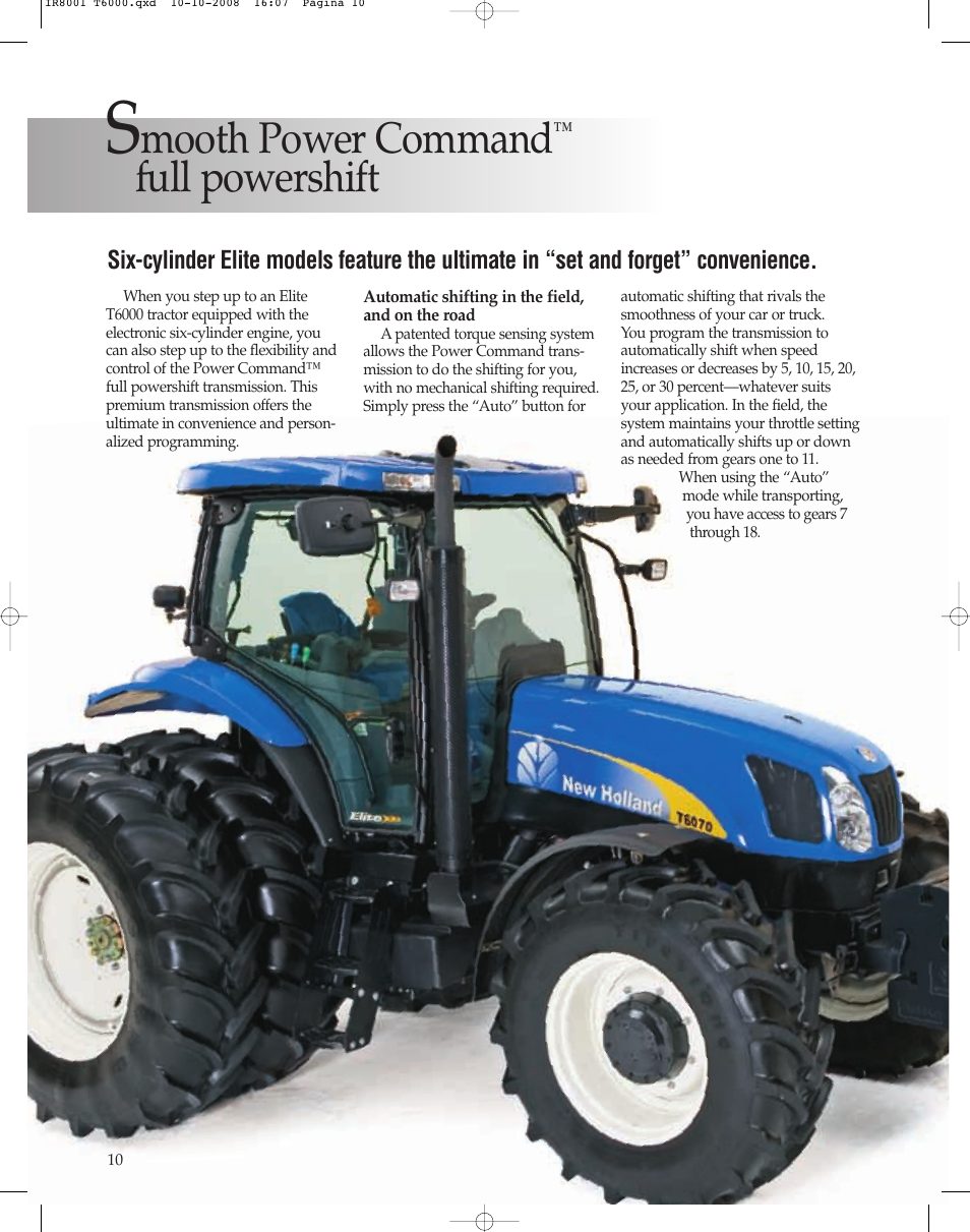 Mooth power command, Full powershift | New Holland T6060 User Manual | Page 10 / 22