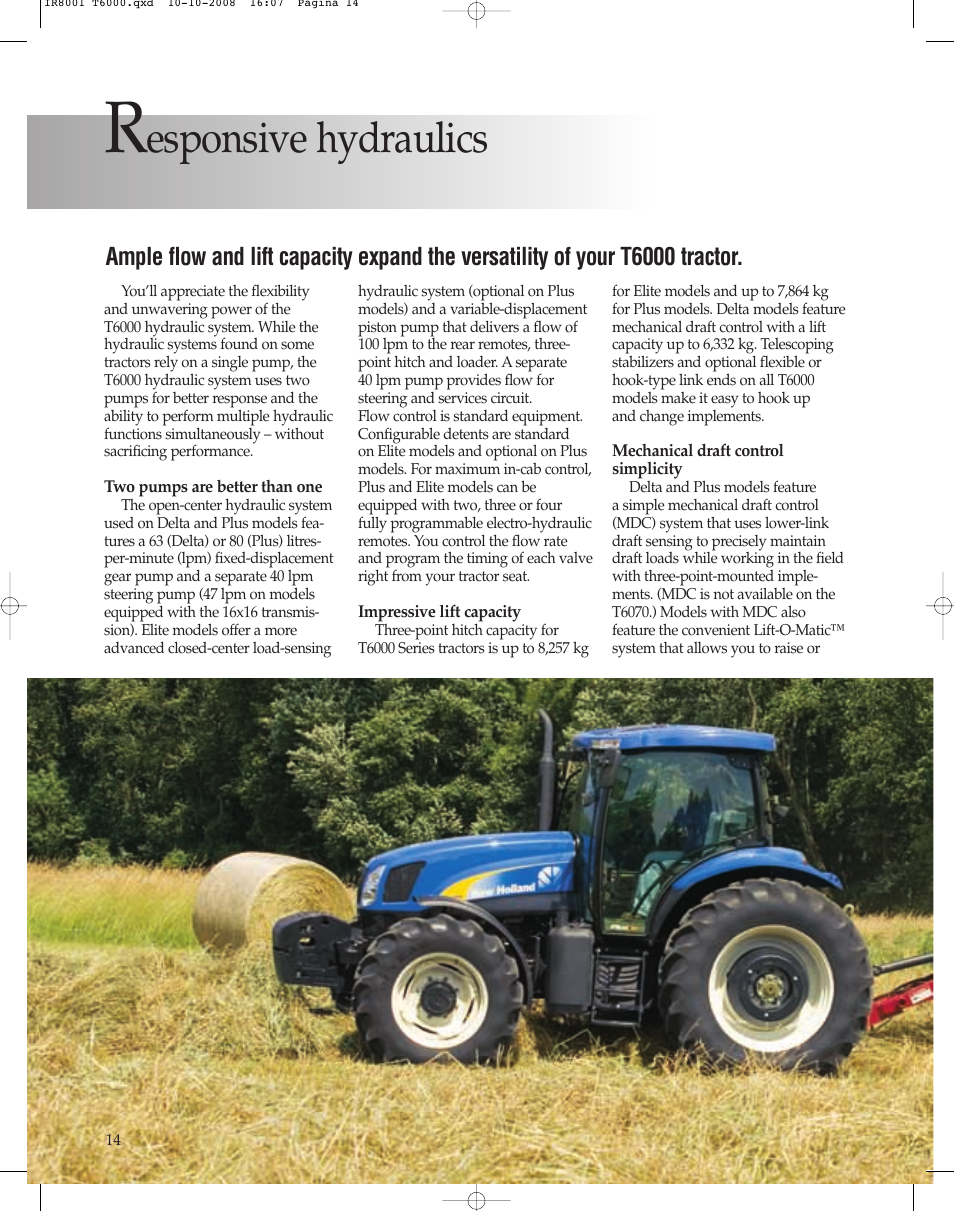 Esponsive hydraulics | New Holland T6060 User Manual | Page 14 / 22