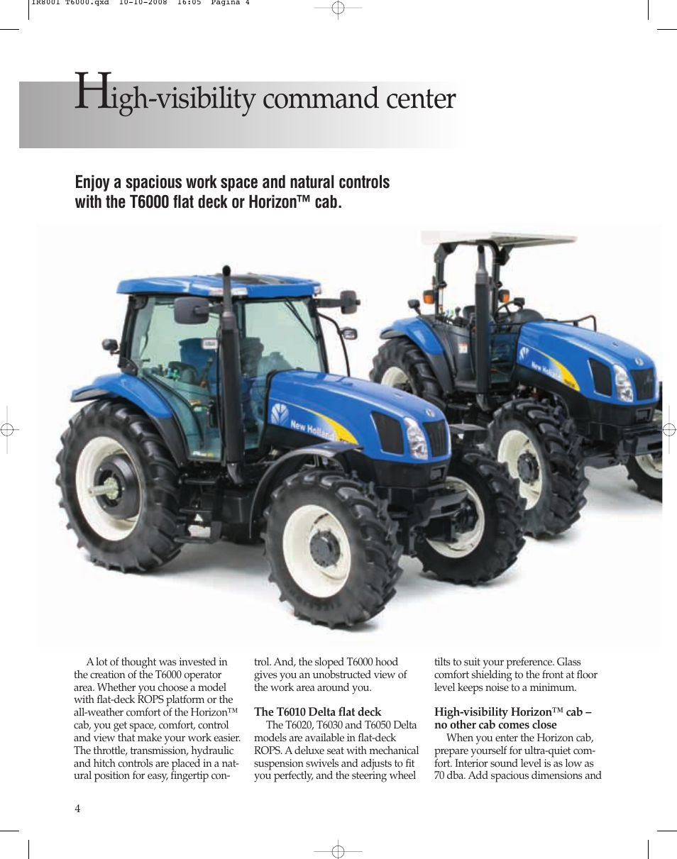 Igh-visibility command center | New Holland T6060 User Manual | Page 4 / 22