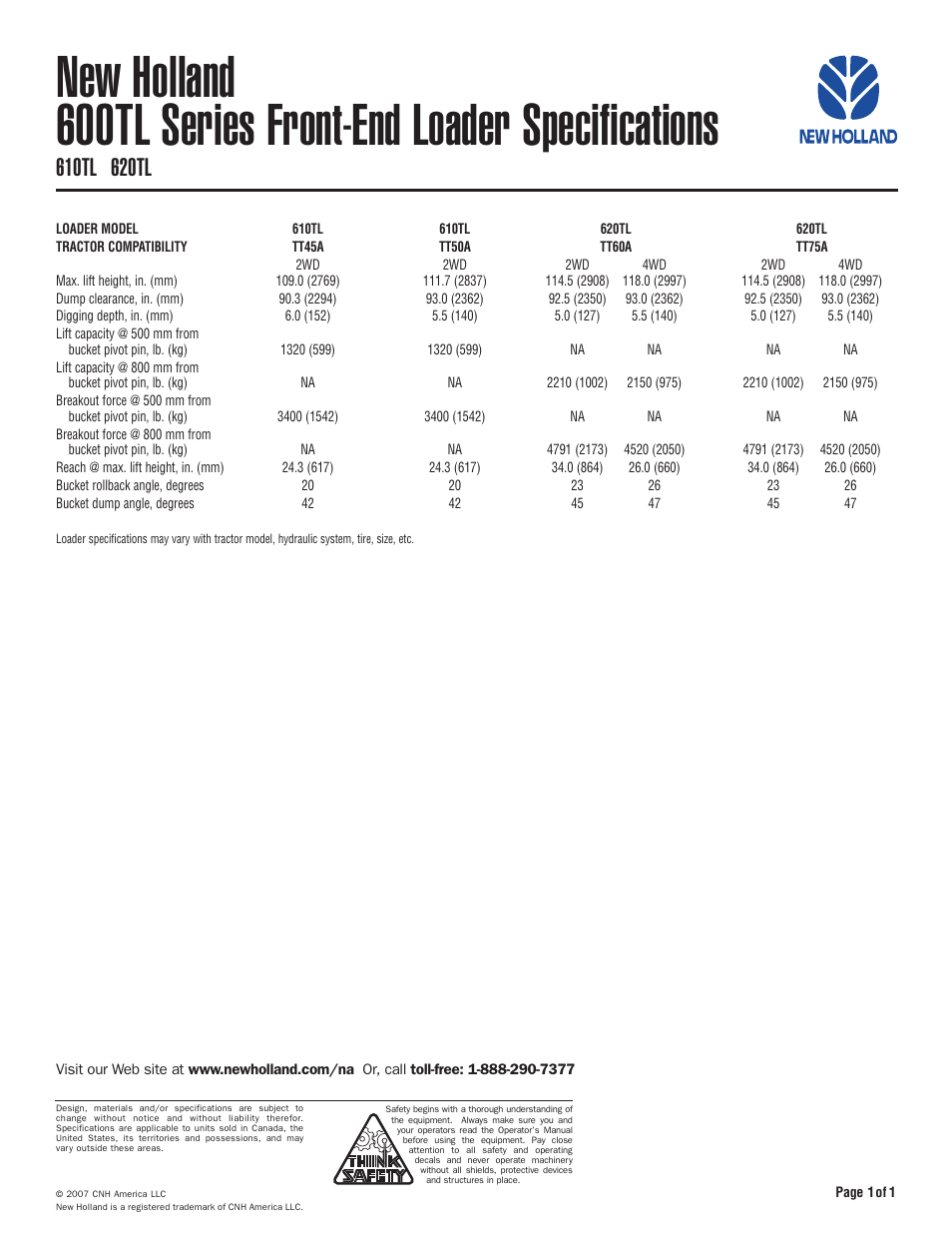 New Holland 600TL Series User Manual | 1 page