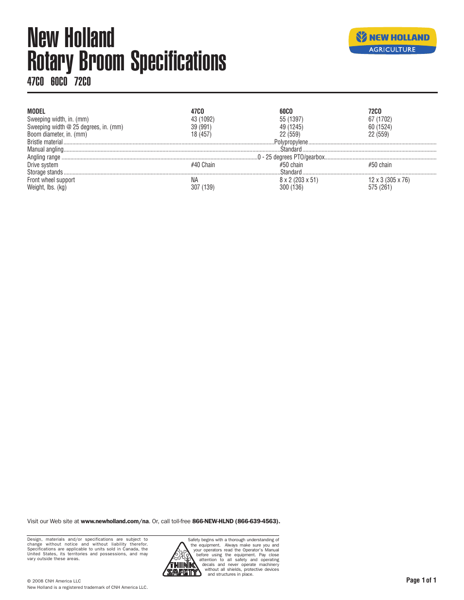 New Holland 47CO User Manual | 1 page