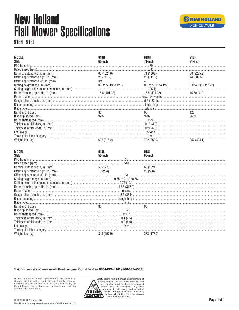 New Holland 918L User Manual | 1 page