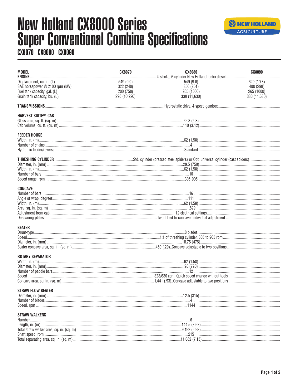 New Holland CX8090 User Manual | 2 pages