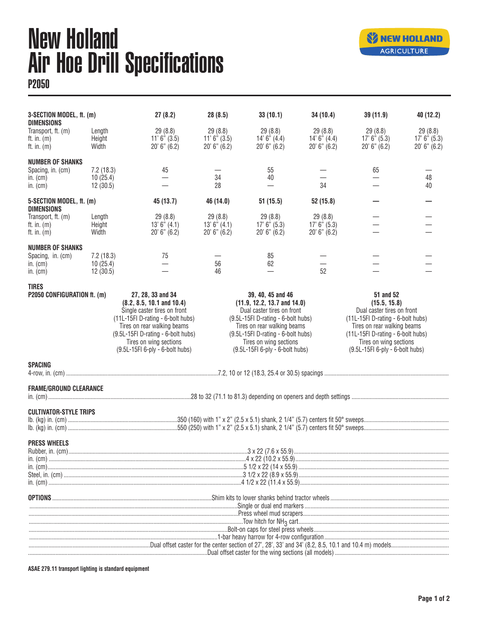 New Holland P2050 User Manual | 2 pages