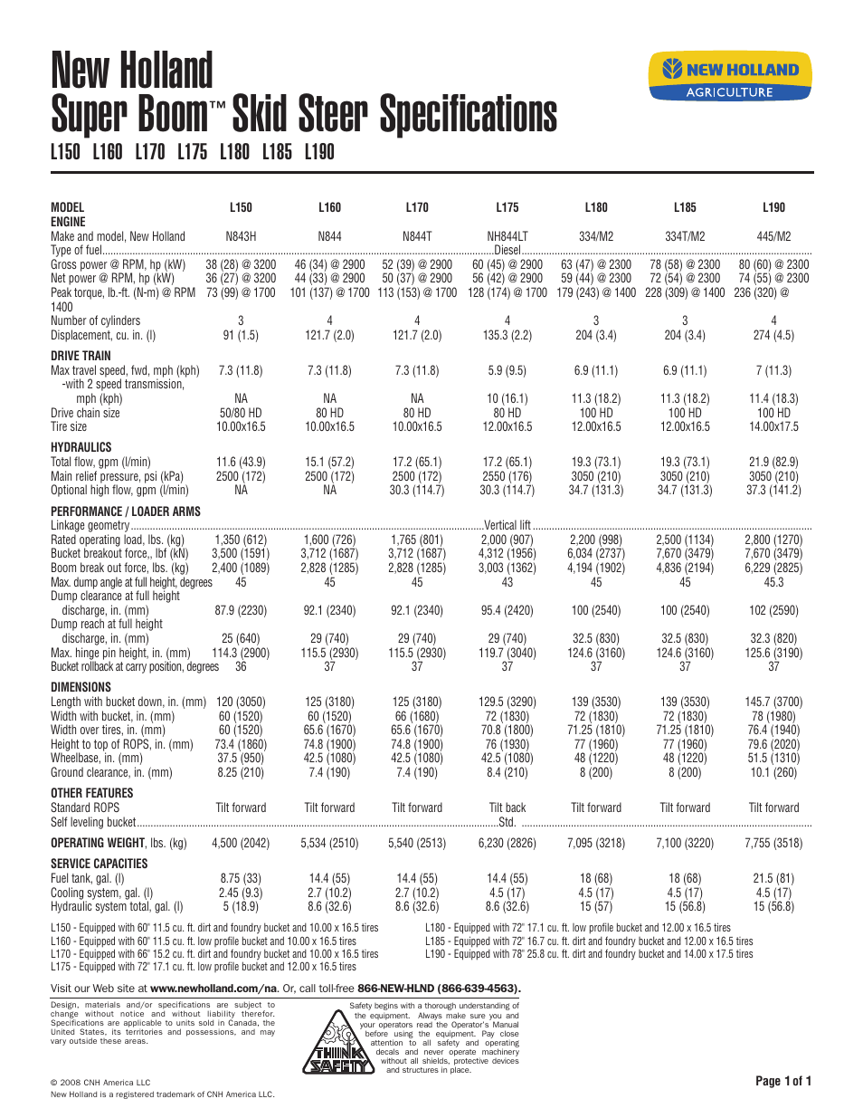 New Holland Super Boom L150 User Manual | 1 page