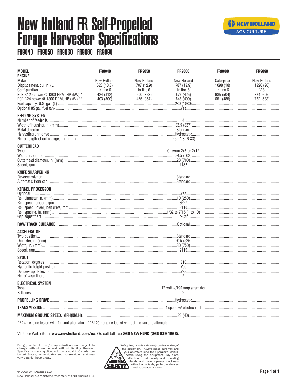 New Holland FR9080 User Manual | 1 page