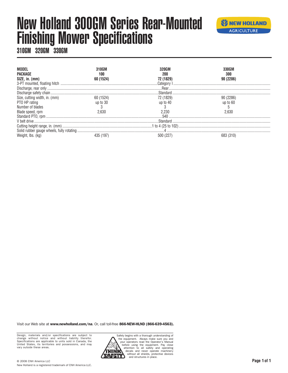 New Holland 320GM User Manual | 1 page