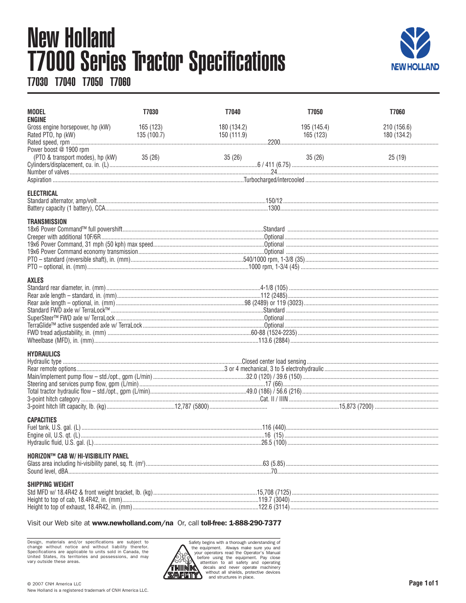 New Holland T7060 User Manual | 1 page