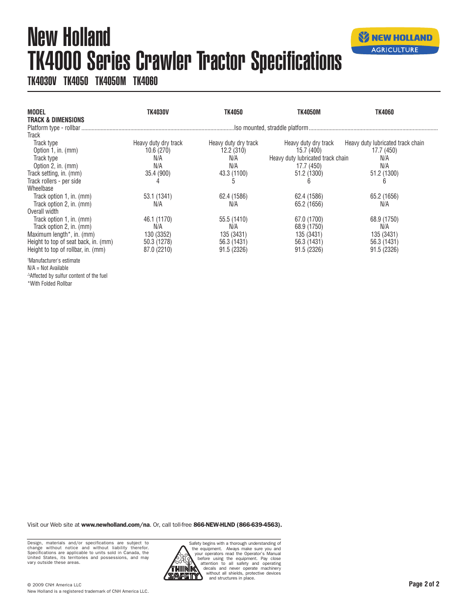New Holland TK4030V User Manual | Page 2 / 2
