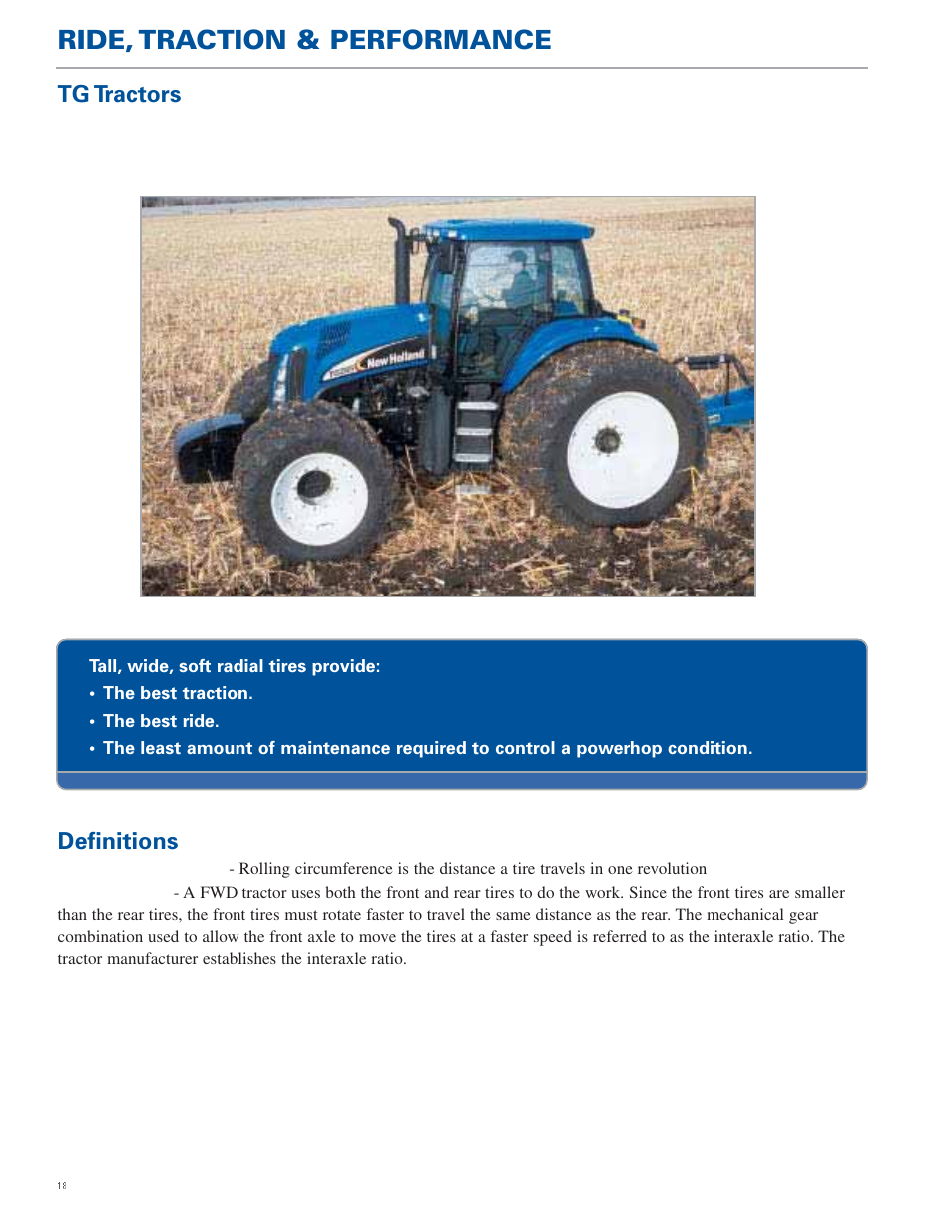 Ride, traction & performance | New Holland TG Series User Manual | Page 18 / 36