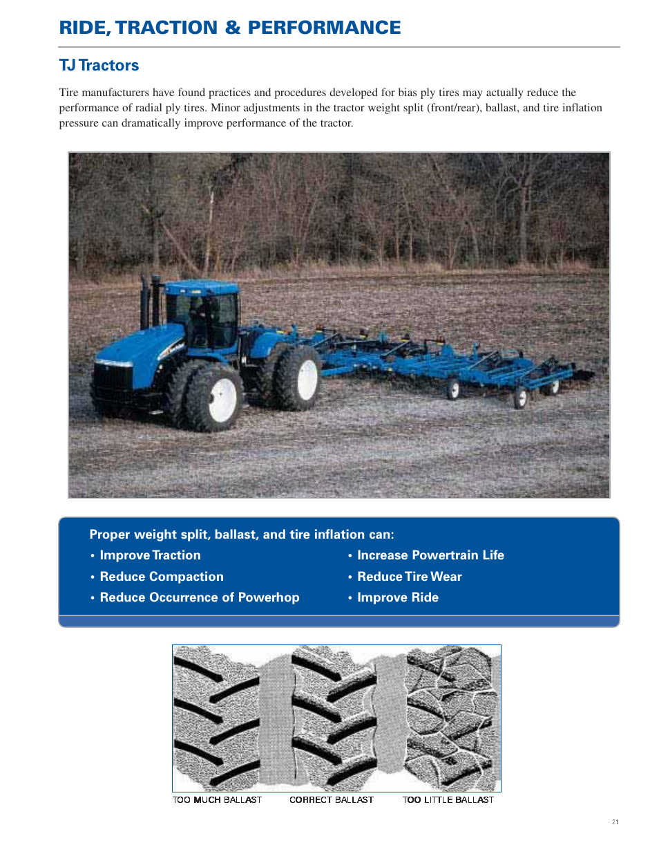 Ride, traction & performance, Tj tractors | New Holland TG Series User Manual | Page 21 / 36