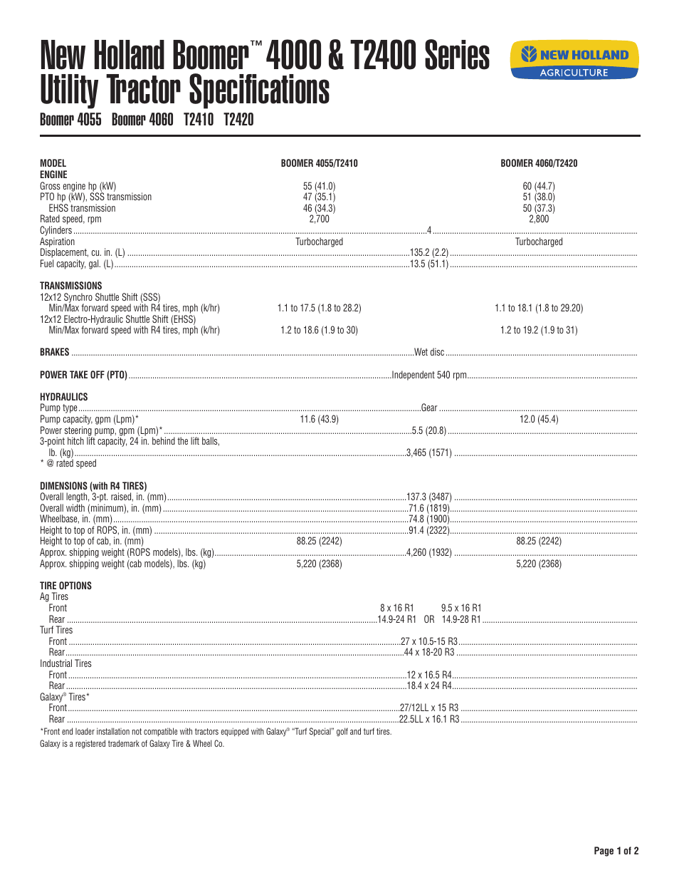 New Holland 4000 Series User Manual | 2 pages