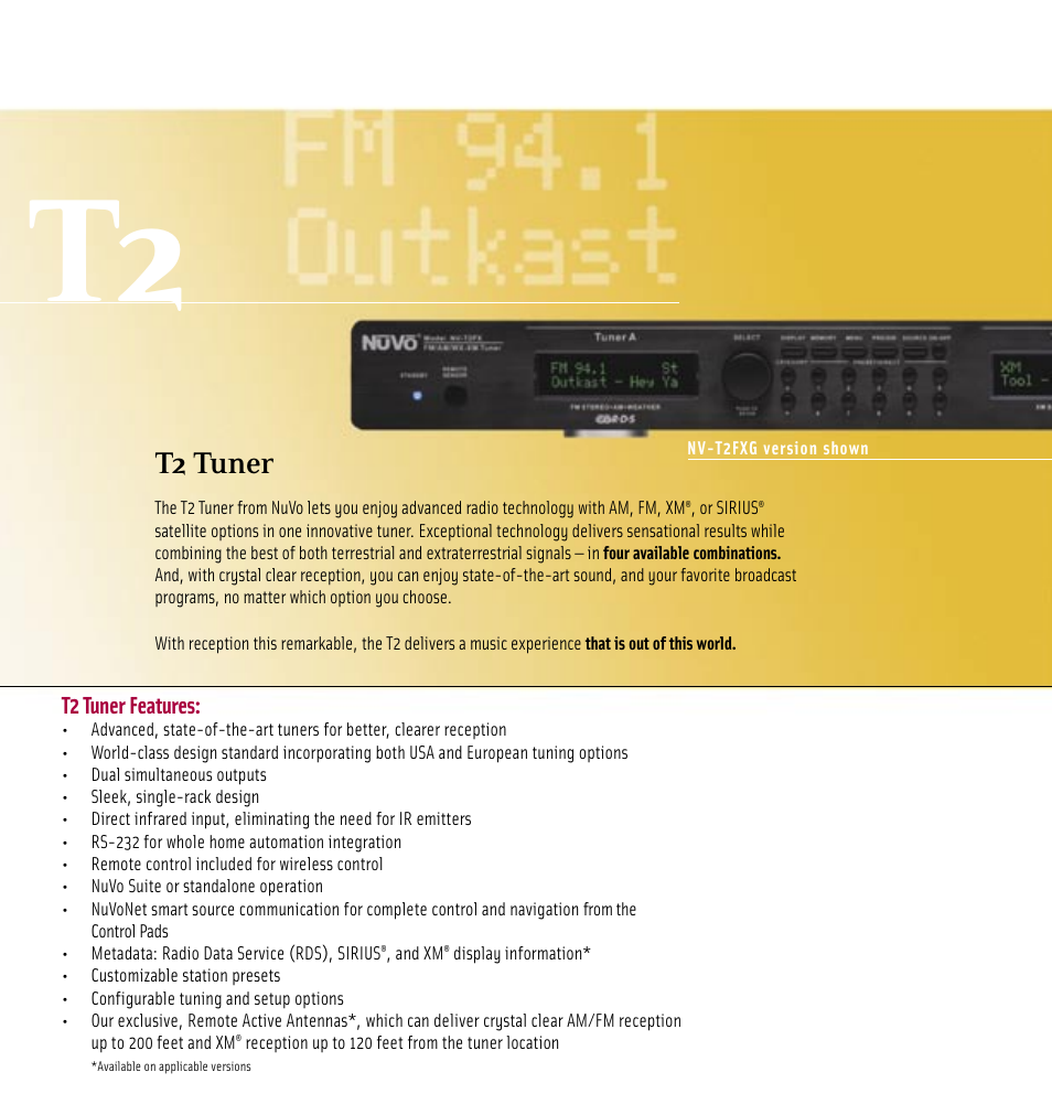 T2 tuner | Nuvo E6G User Manual | Page 6 / 12