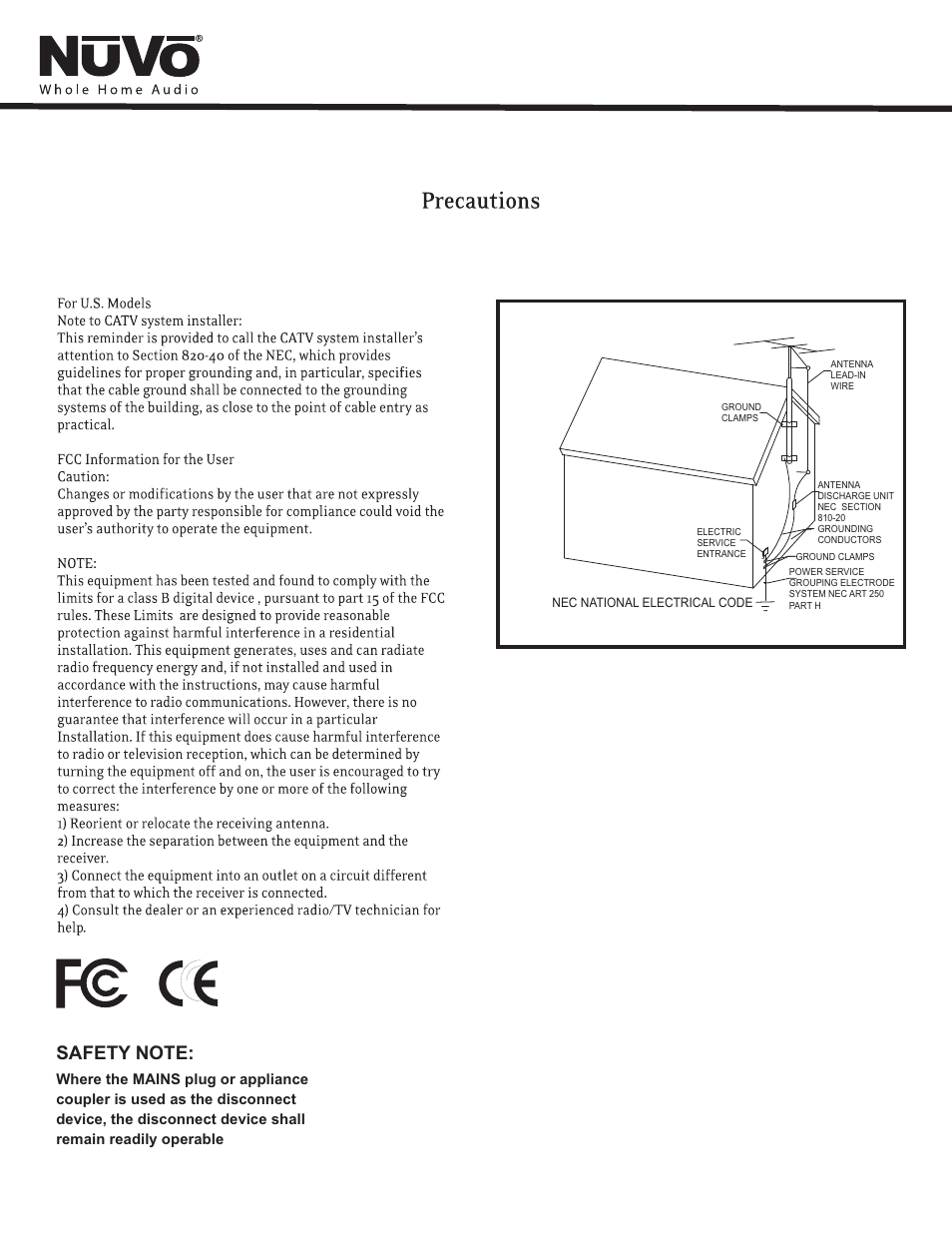 Fcc warning | Nuvo NV-MPS4 User Manual | Page 3 / 24