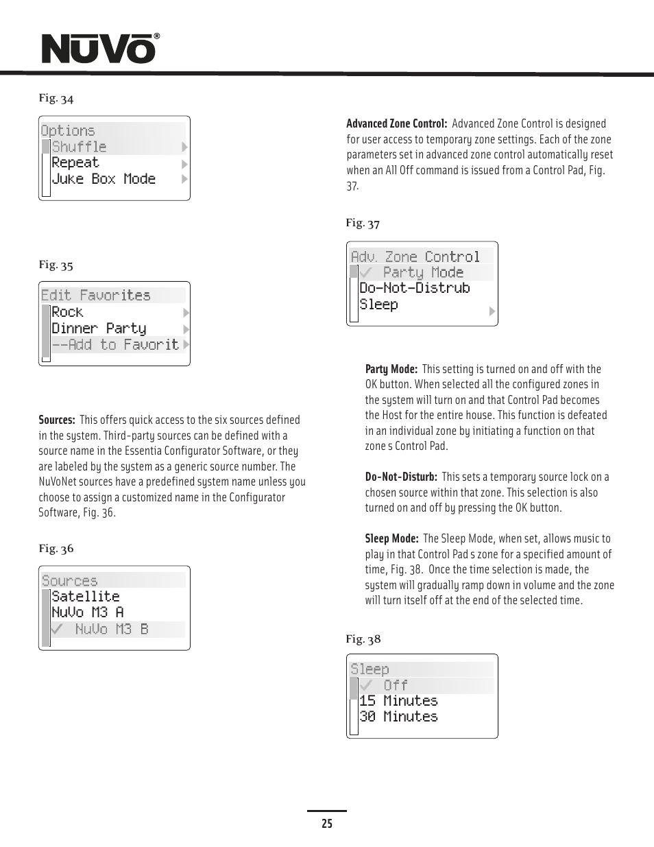 Sources/adv zone control | Nuvo Essentia Six-Source User Manual | Page 28 / 44