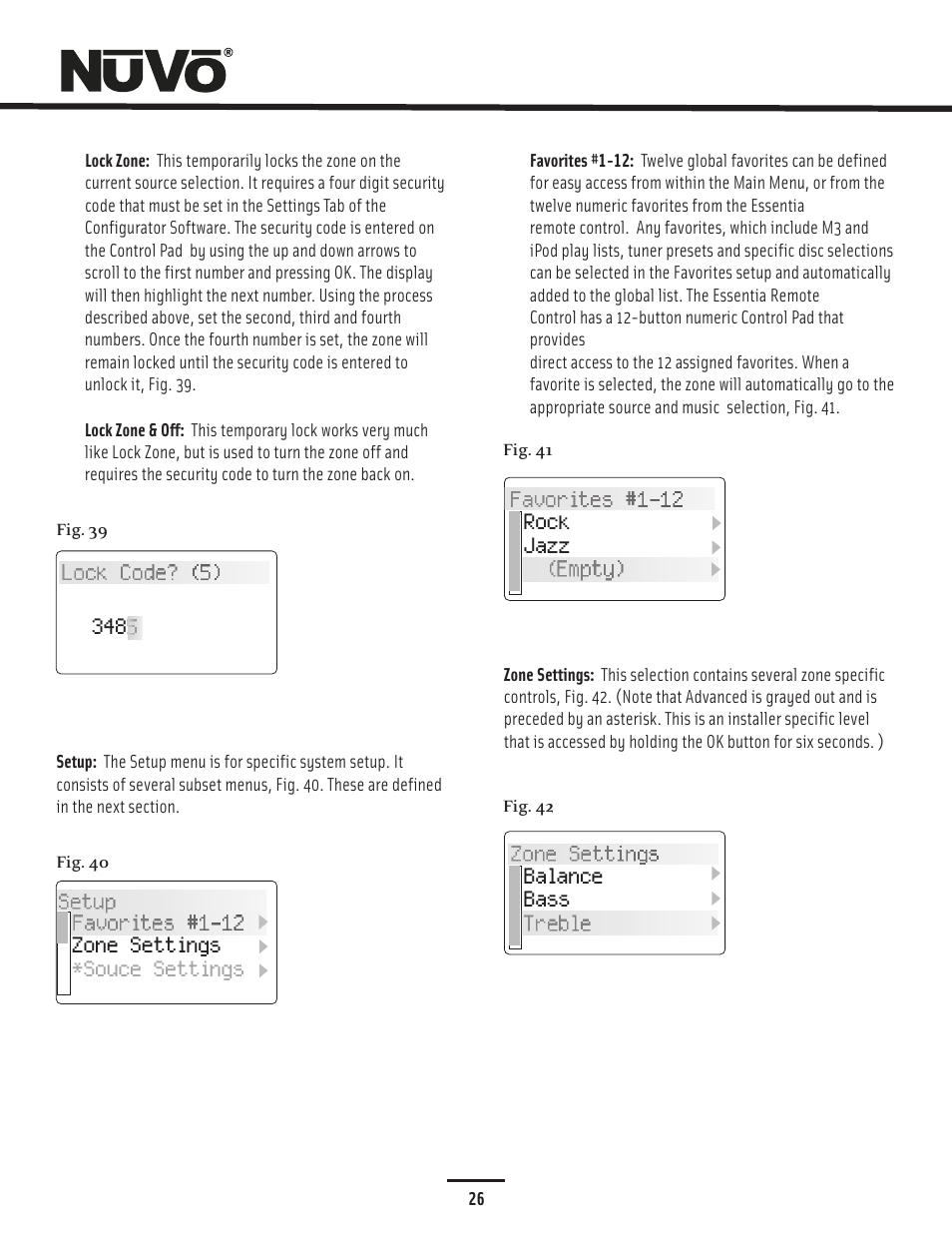 Setup menu | Nuvo Essentia Six-Source User Manual | Page 29 / 44