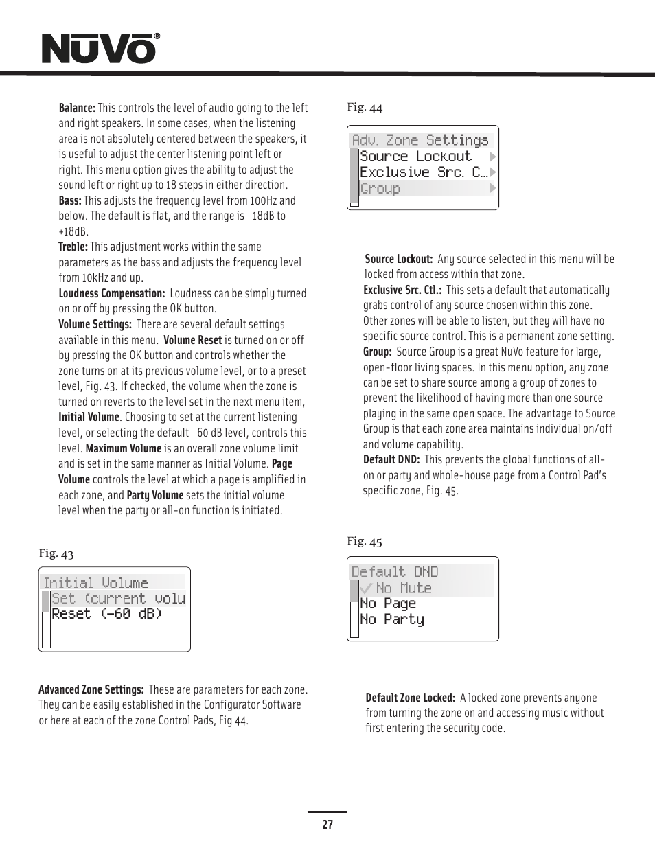 Zone settings | Nuvo Essentia Six-Source User Manual | Page 30 / 44