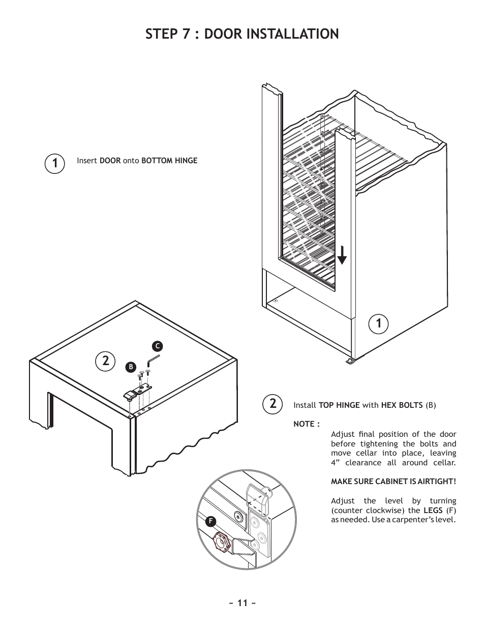 Step 7 : door installation | Nuvo 220 User Manual | Page 11 / 16