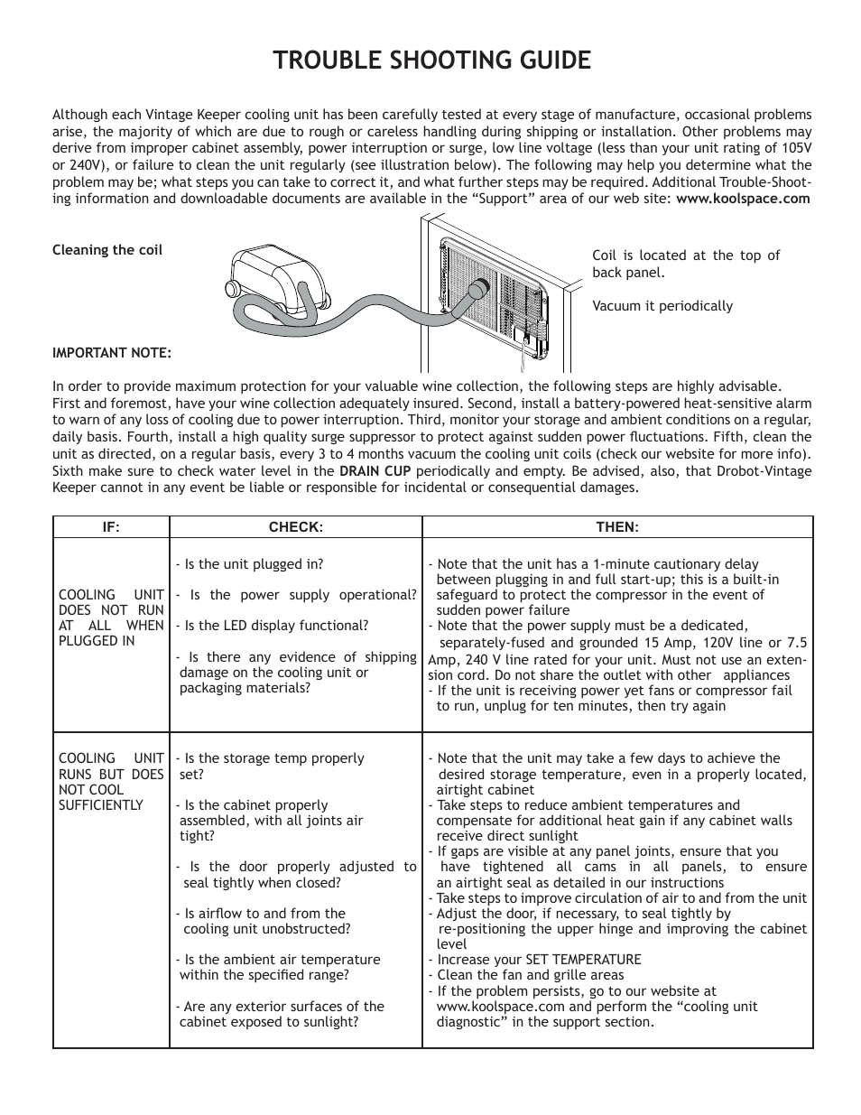 Trouble shooting guide | Nuvo 220 User Manual | Page 14 / 16