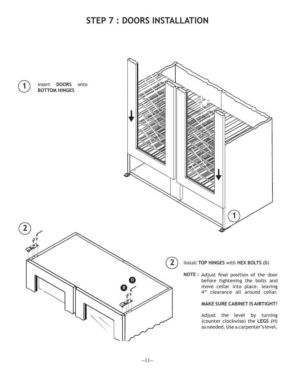 Step 7 : doors installation | Nuvo 500 User Manual | Page 11 / 16