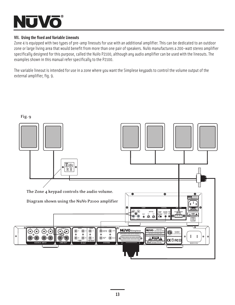 Variable lineout, Vii. using the fixed and variable lineouts | Nuvo Simplese NV-A4DS-UK User Manual | Page 16 / 29