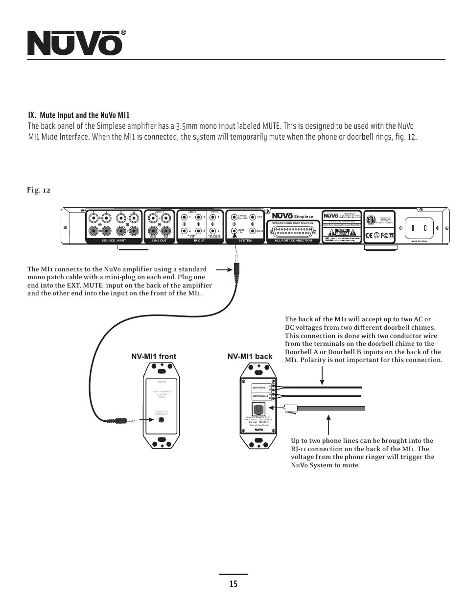 Ix. mute input | Nuvo Simplese NV-A4DS-UK User Manual | Page 18 / 29