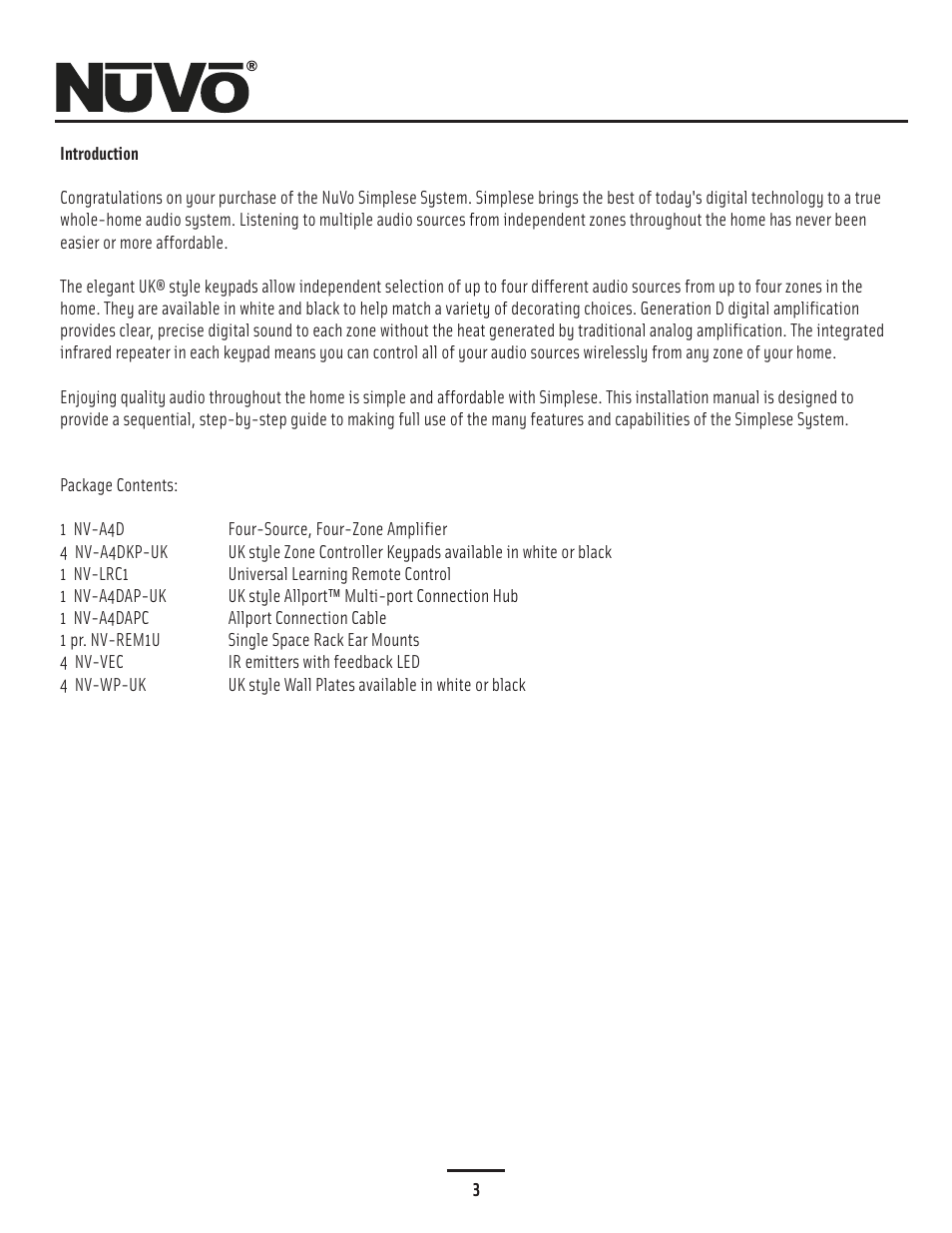 Introduction | Nuvo Simplese NV-A4DS-UK User Manual | Page 6 / 29
